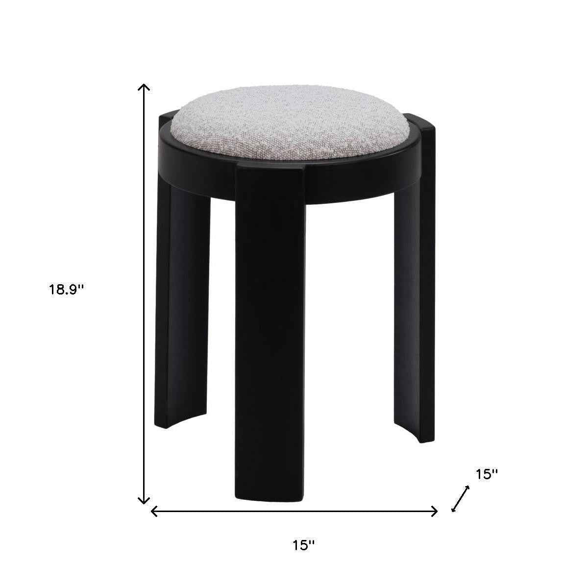 15" Gray and Black Fabric Round Ottoman