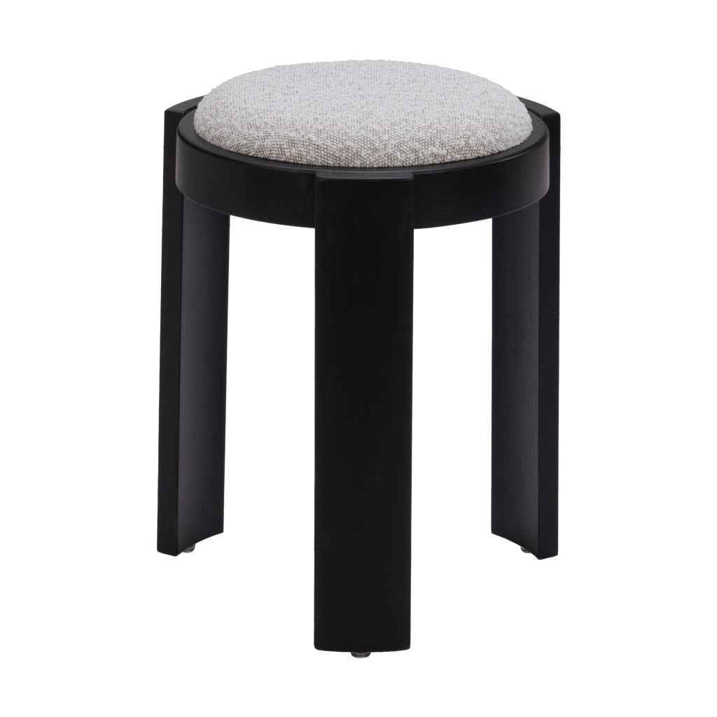 15" Gray and Black Fabric Round Ottoman
