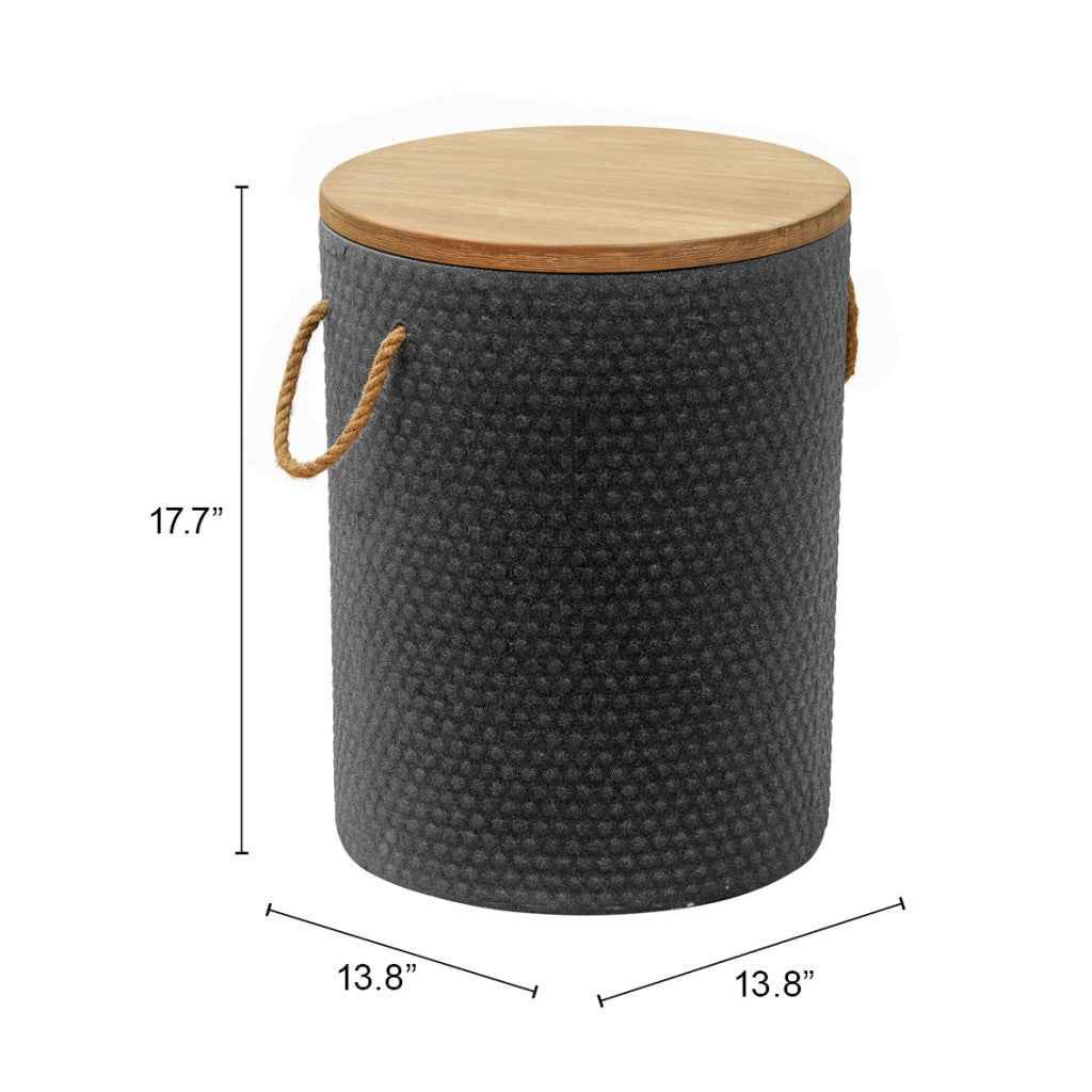 18" Black Solid Wood Round Pedestal End Table