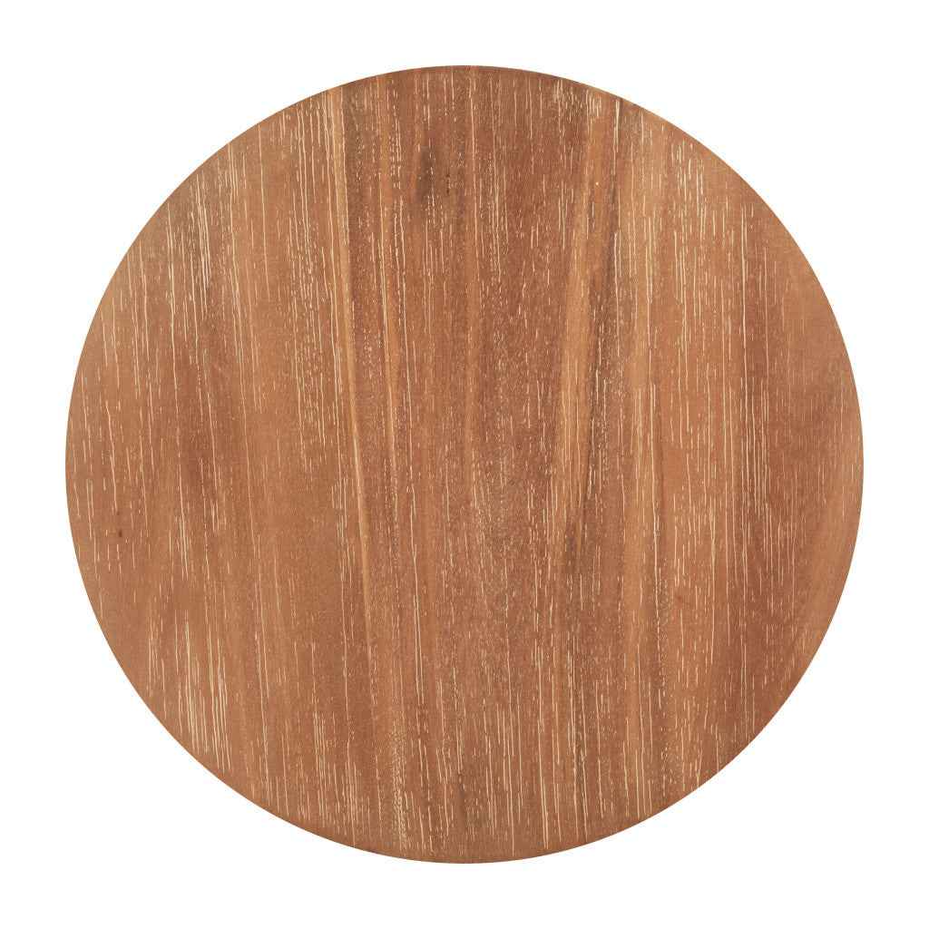 18" Black Solid Wood Round Pedestal End Table