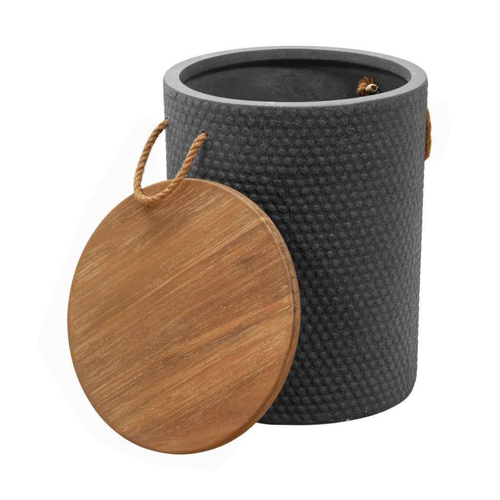 18" Black Solid Wood Round Pedestal End Table