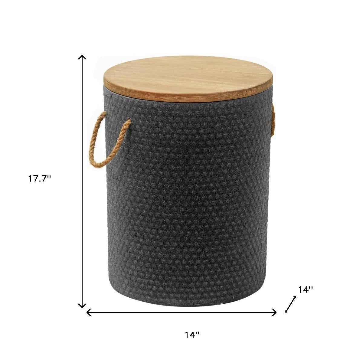 18" Black Solid Wood Round Pedestal End Table