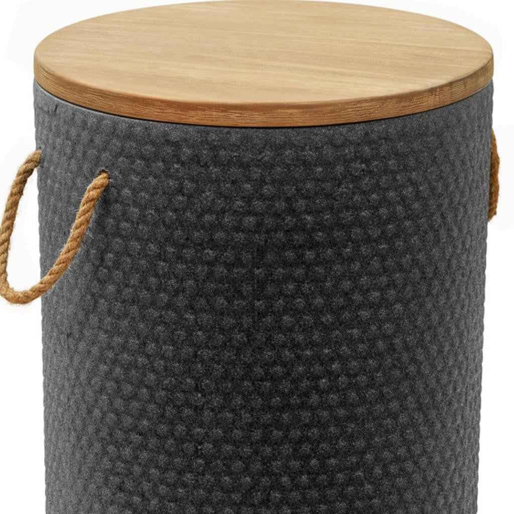 18" Black Solid Wood Round Pedestal End Table