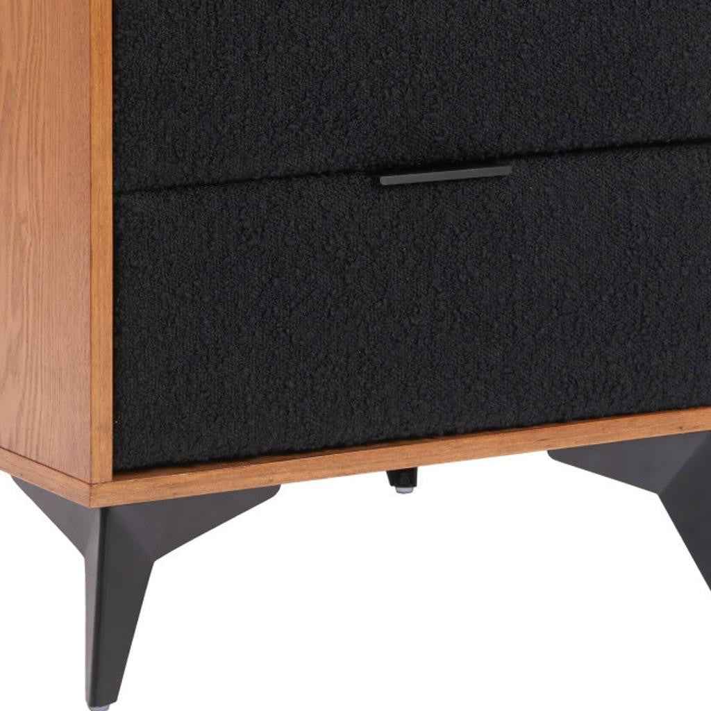 21" Black Wood Pedestal End Table With Two Drawers