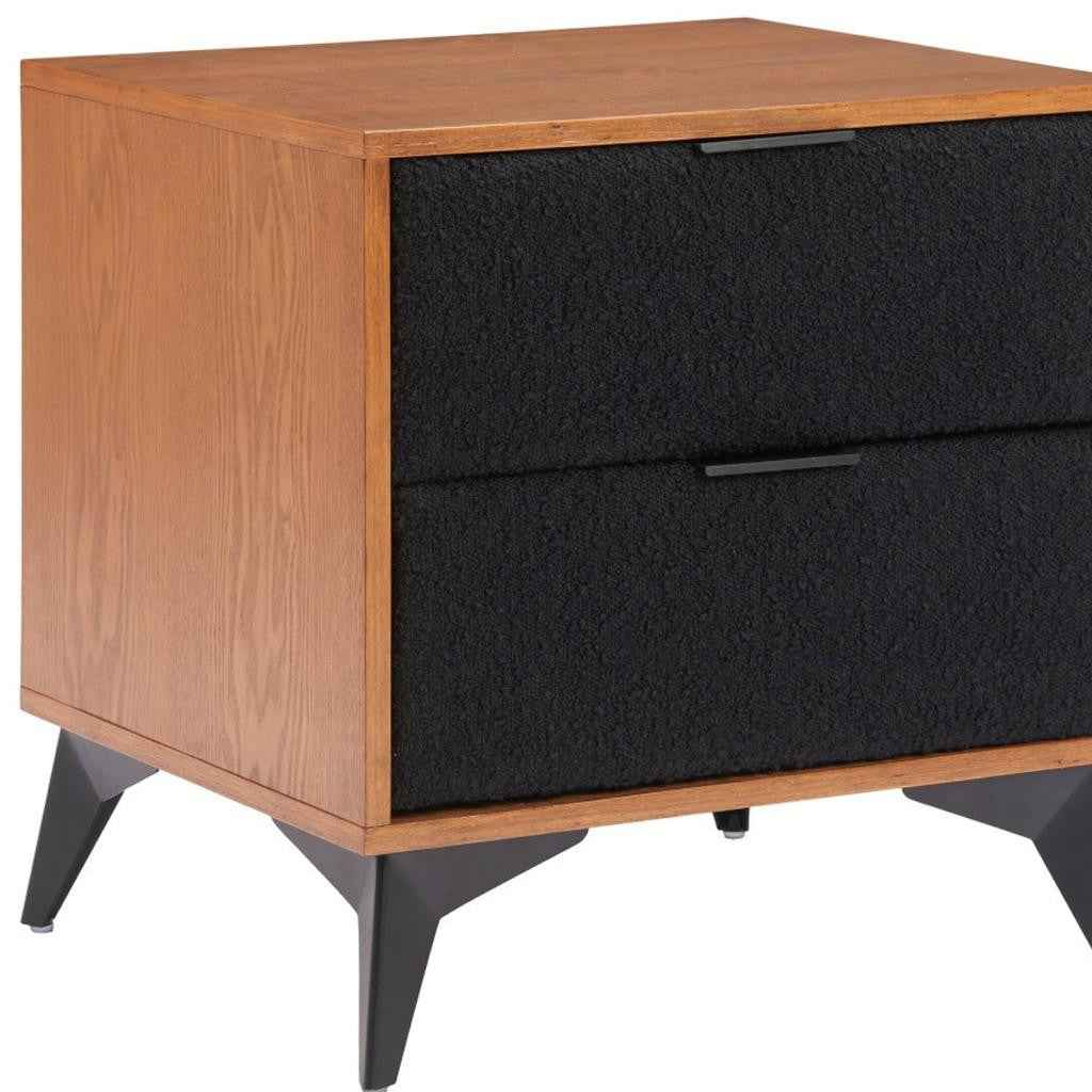 21" Black Wood Pedestal End Table With Two Drawers