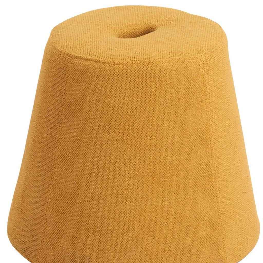 19" Yellow and Orange Fabric Round Ottoman