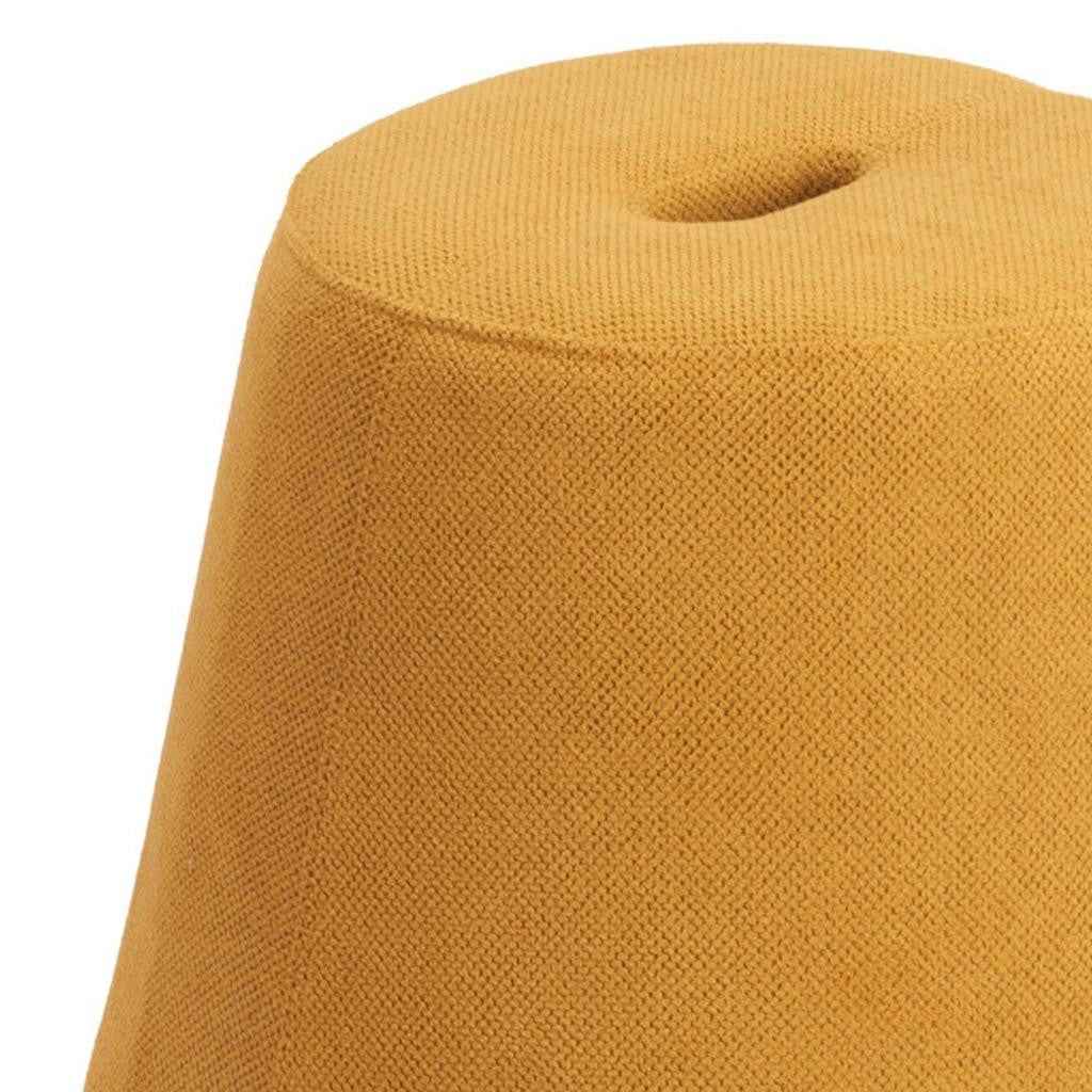 19" Yellow and Orange Fabric Round Ottoman