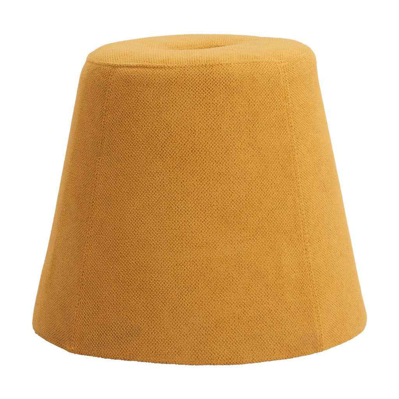 19" Yellow and Orange Fabric Round Ottoman