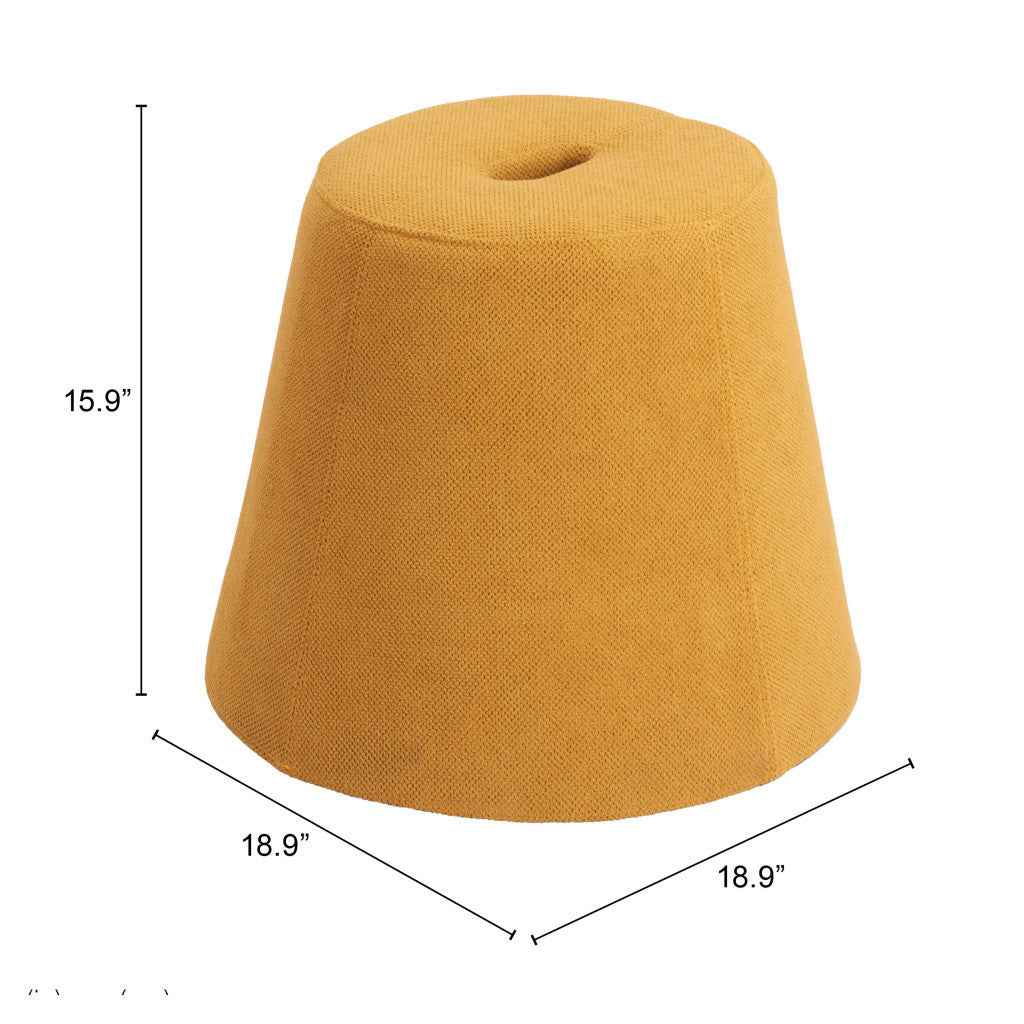 19" Yellow and Orange Fabric Round Ottoman