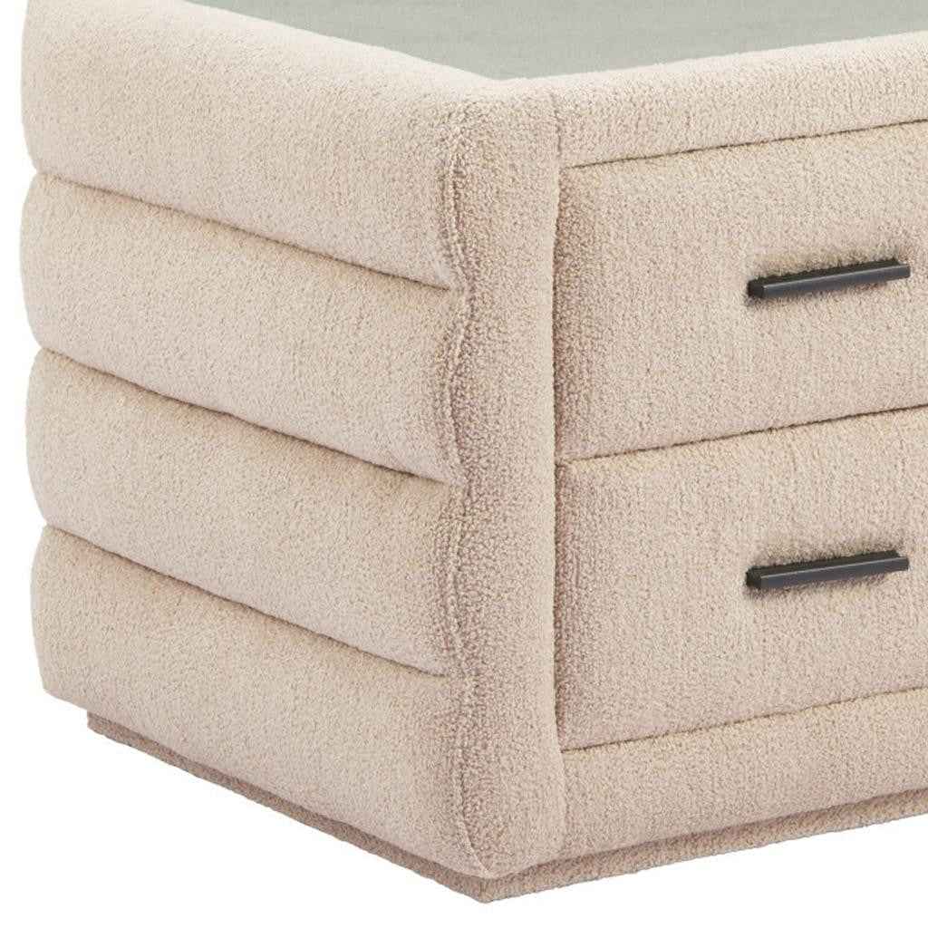 17" Beige Wood Pedestal End Table