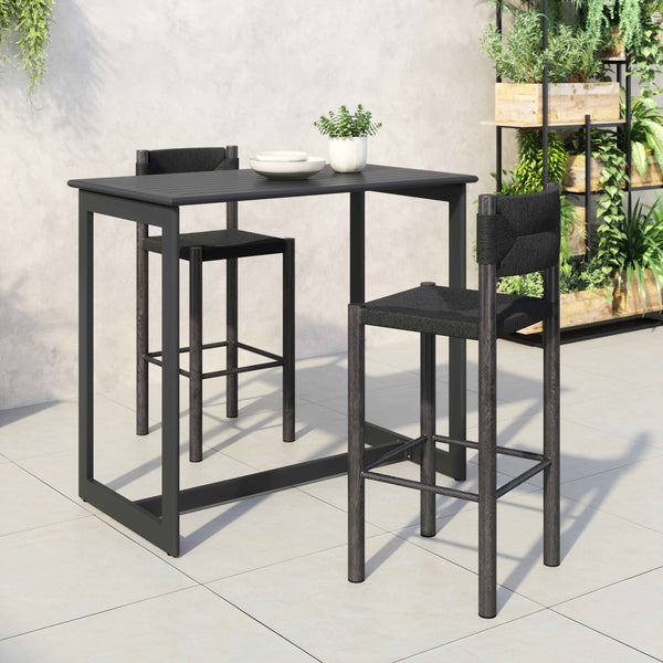 Set of Two 30" Black Aluminum Low Back Bar Chairs