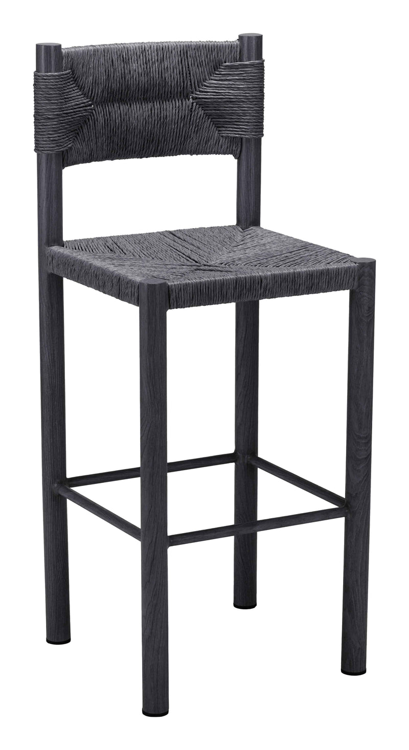 Set of Two 30" Black Aluminum Low Back Bar Chairs