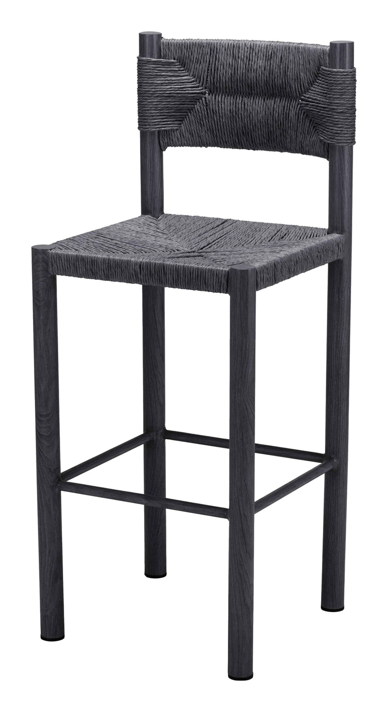 Set of Two 30" Black Aluminum Low Back Bar Chairs