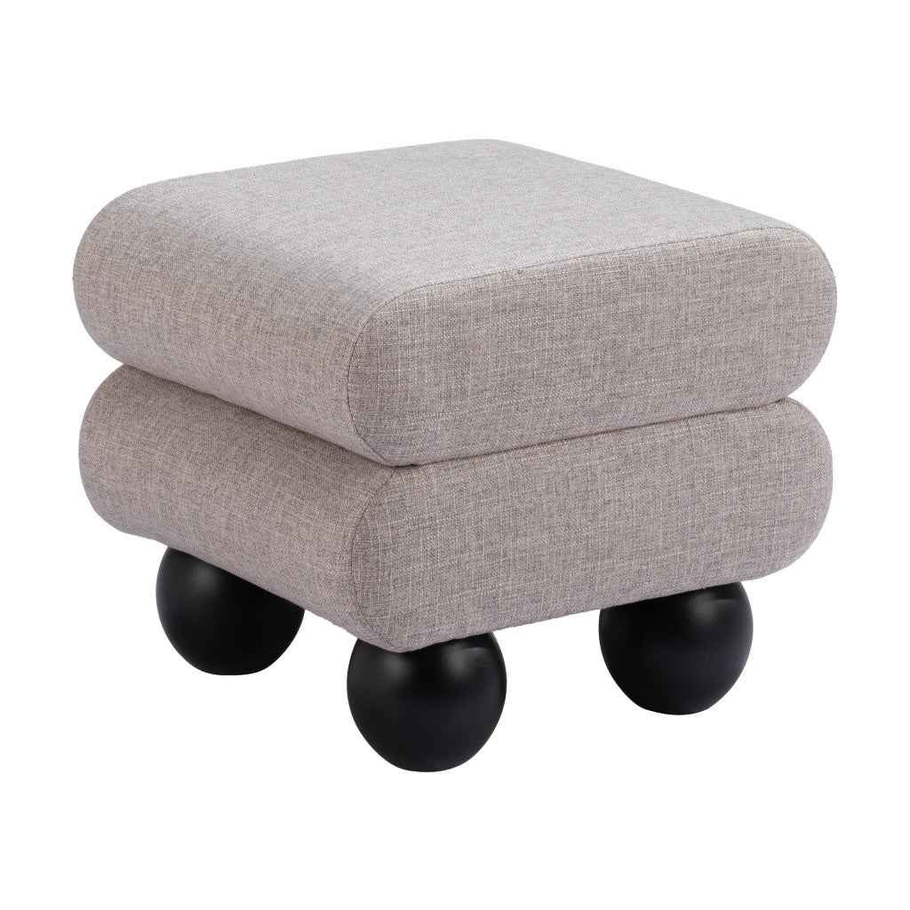 20" Gray and Black Fabric Ottoman