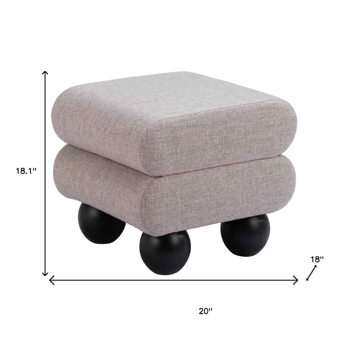 20" Gray and Black Fabric Ottoman