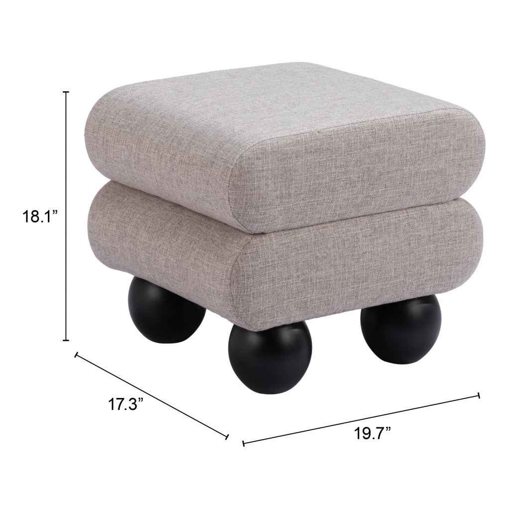20" Gray and Black Fabric Ottoman