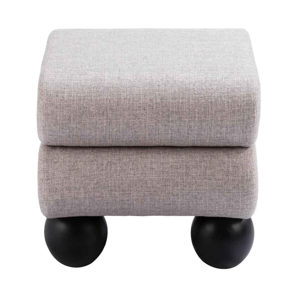 20" Gray and Black Fabric Ottoman