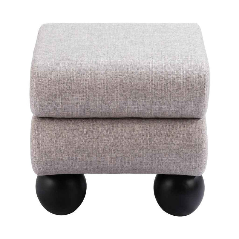 20" Gray and Black Fabric Ottoman
