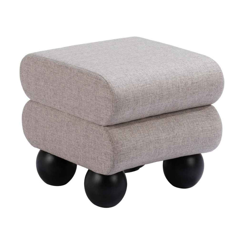 20" Gray and Black Fabric Ottoman
