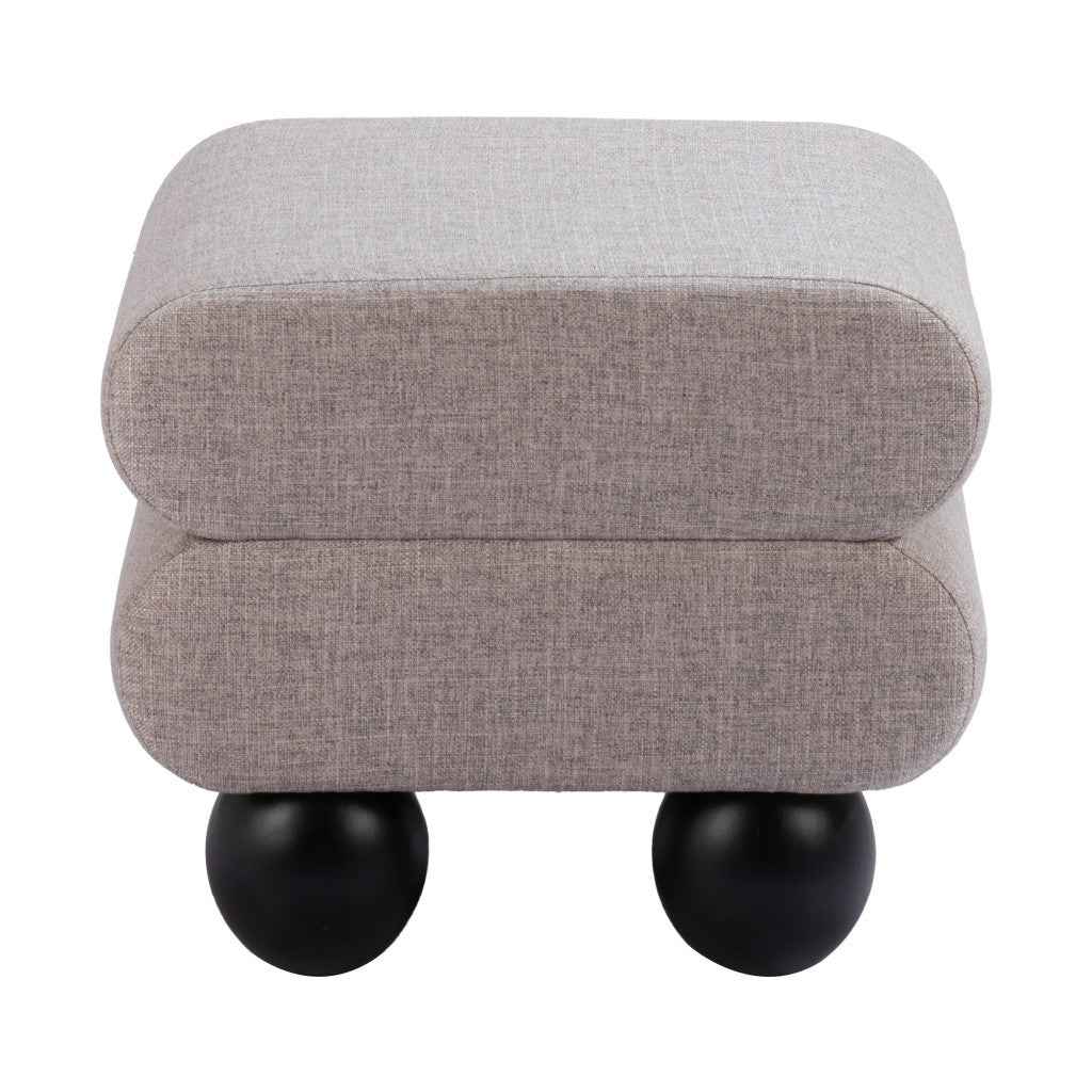 20" Gray and Black Fabric Ottoman