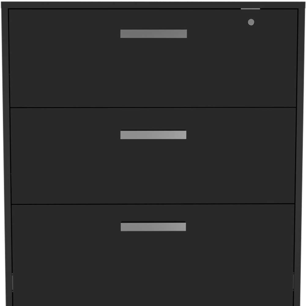 35" Black Wood Three Drawers Filing Cabinet - Office