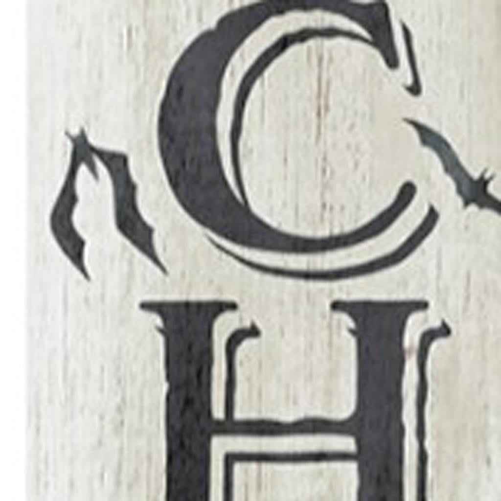 72" Black And White Solid Wood Welcome Home Halloween Witch Porch Sign