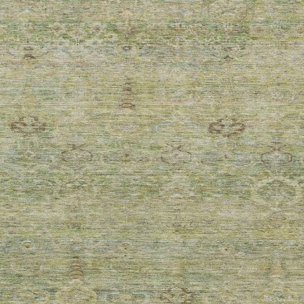 3' X 5' Green And Gold Oriental Washable Indoor Outdoor Area Rug