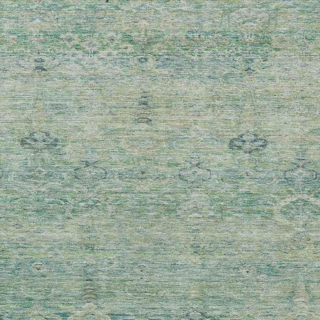 8' X 10' Teal Blue And Linen Oriental Washable Indoor Outdoor Area Rug