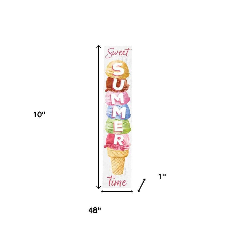 10" White Yellow Pink And Blue Solid Wood Porch Sign