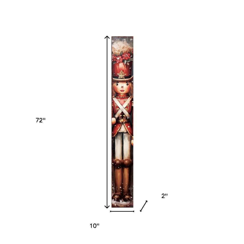 72" Black And Red Solid Wood Christmas Female Nutcracker Porch Sign