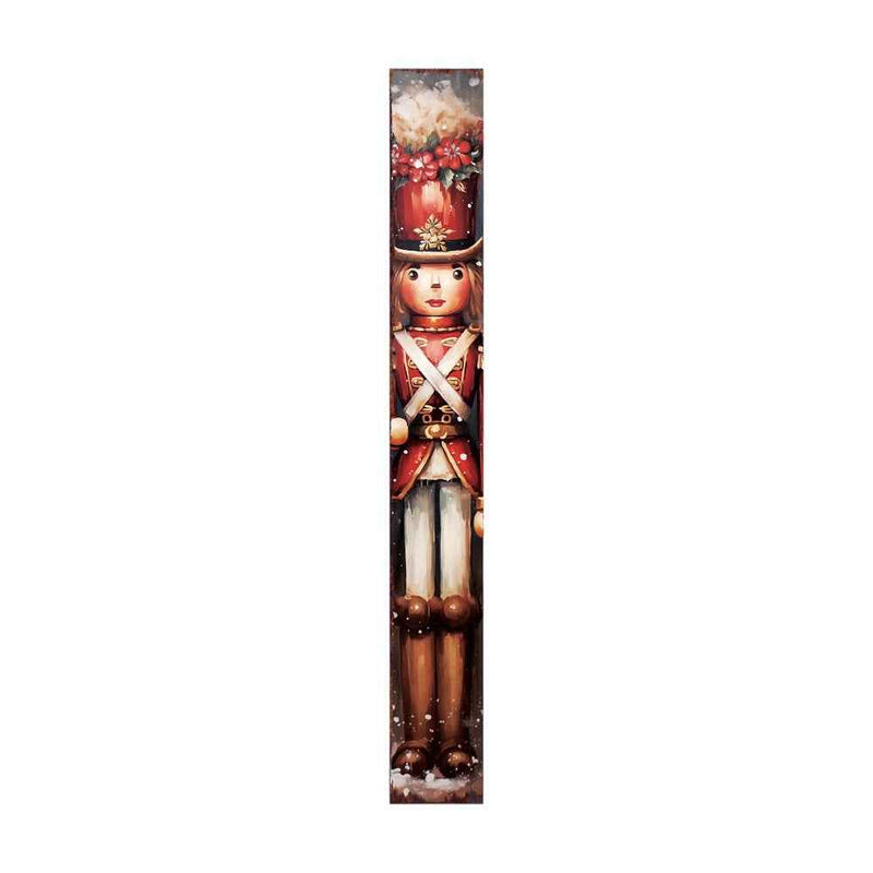 72" Black And Red Solid Wood Christmas Female Nutcracker Porch Sign