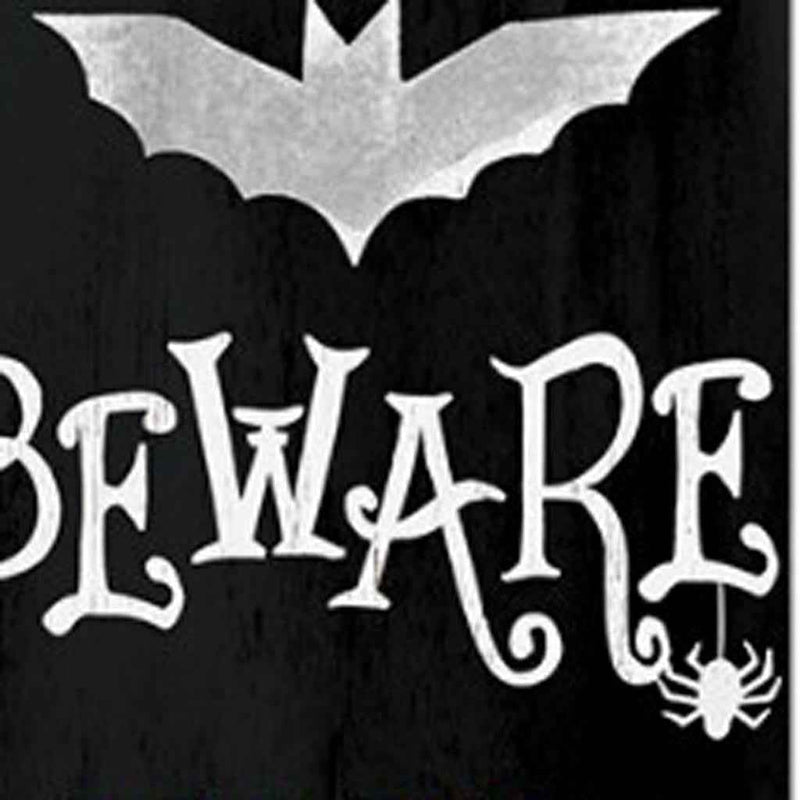 72" Black And White Solid Wood Beware Halloween Ghost Porch Sign