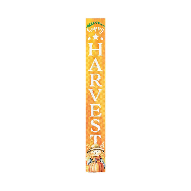 72" Orange Solid Wood Happy Harvest Scarecrow Porch Sign