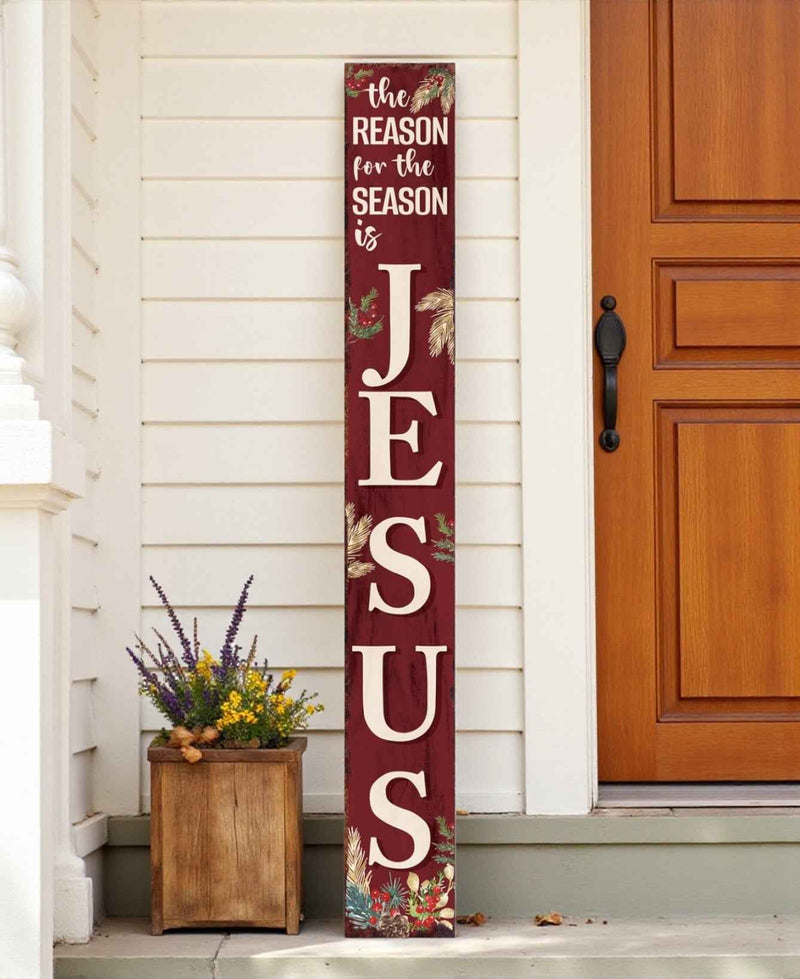 72" Red Solid Wood Reason For The Season Christmas Wreath Porch Sign