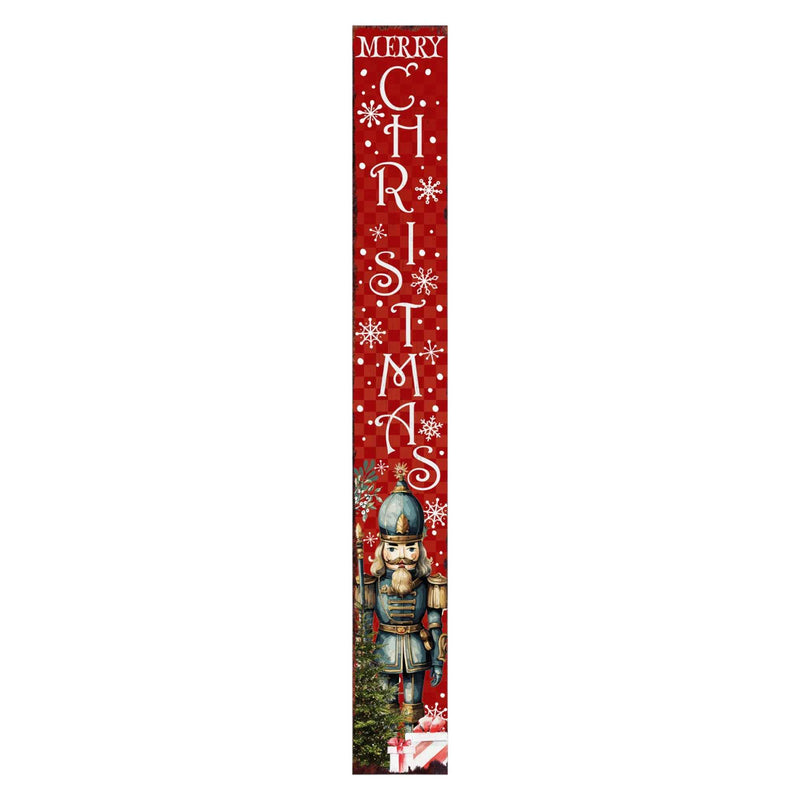 72" Red Solid Wood Merry Christmas Nutcracker Porch Sign