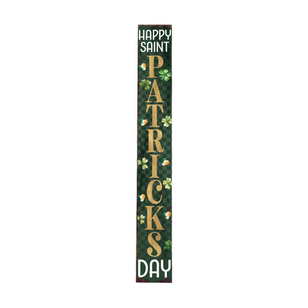 72" Gold Green And White Solid Wood Happy St Patrick's Day Porch Sign