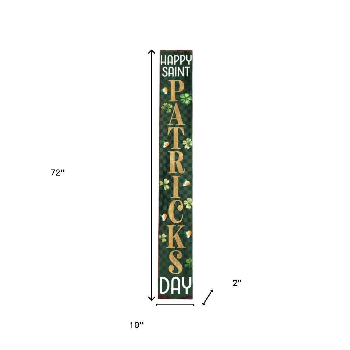 72" Gold Green And White Solid Wood Happy St Patrick's Day Porch Sign