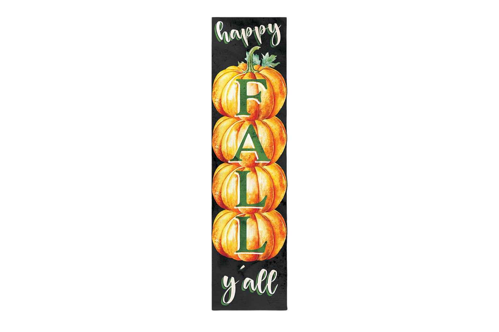 36" Black And Orange Solid Wood Happy Fall Pumpkin Porch Sign
