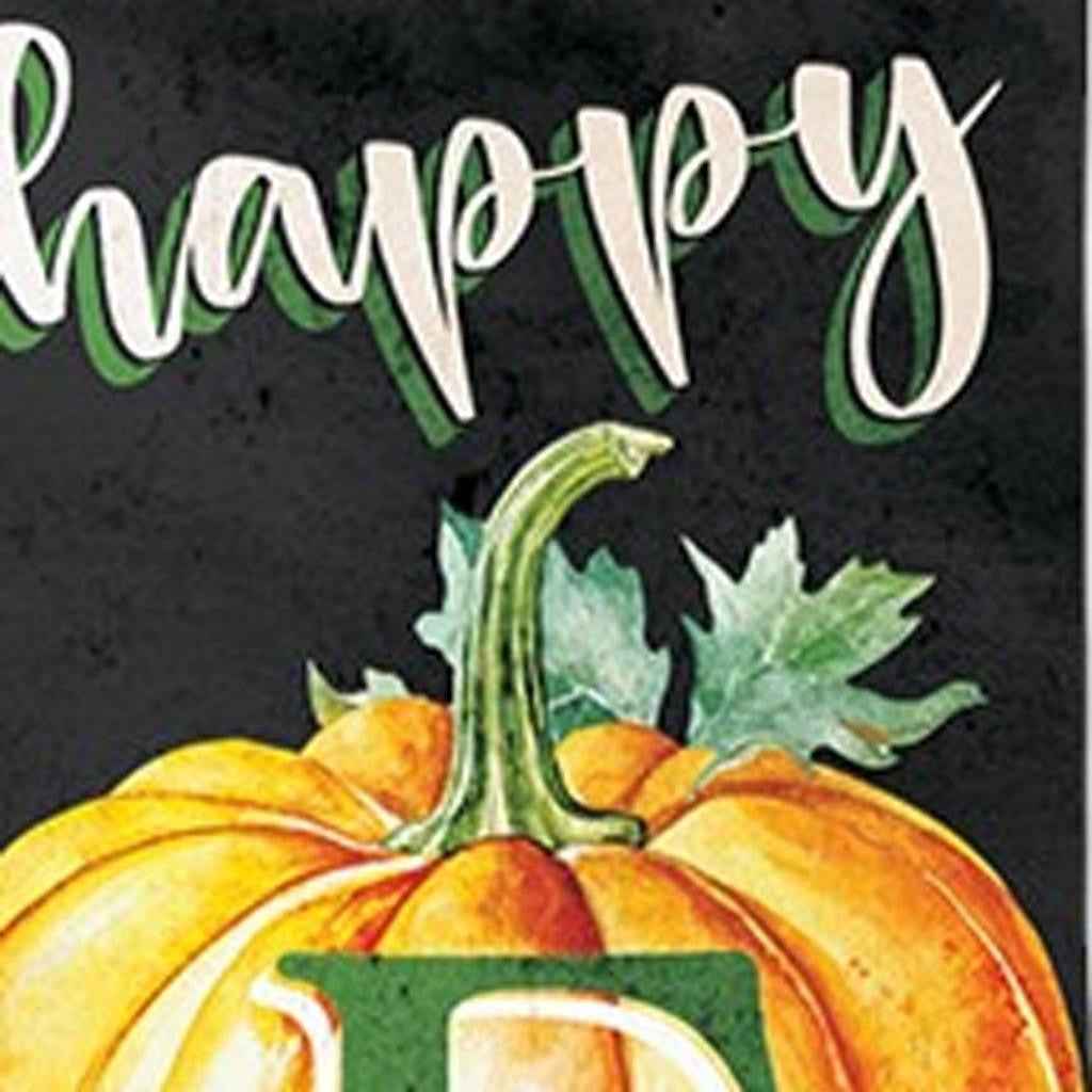 36" Black And Orange Solid Wood Happy Fall Pumpkin Porch Sign