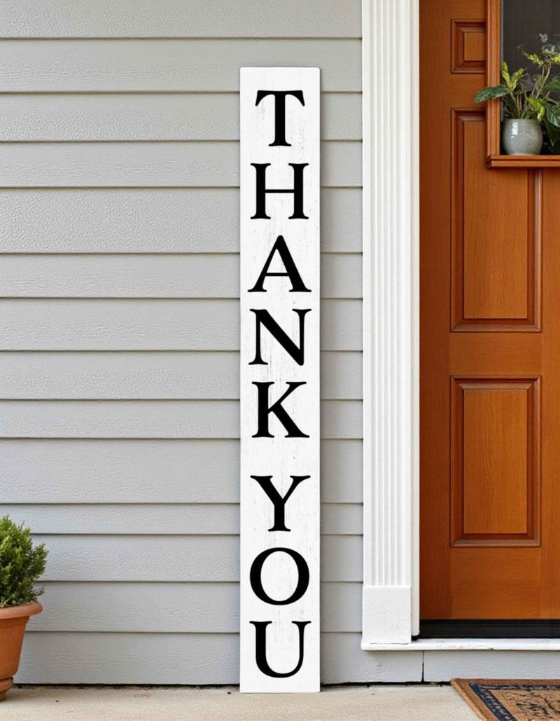 72" Black And White Solid Wood Thank You Porch Sign