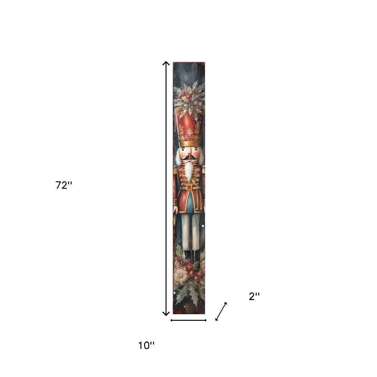 72" Black And Red Solid Wood Christmas Nutcracker Porch Sign