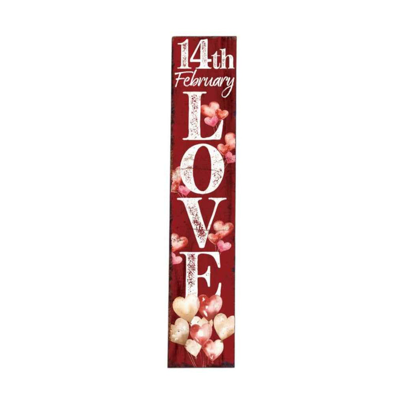 48" Red And White Solid Wood Love Valentine's Day Porch Sign