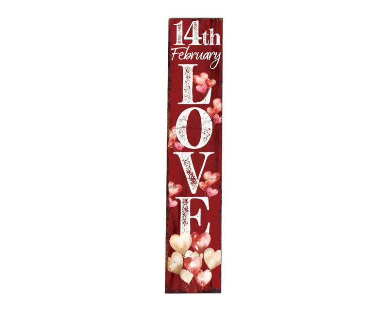 48" Red And White Solid Wood Love Valentine's Day Porch Sign