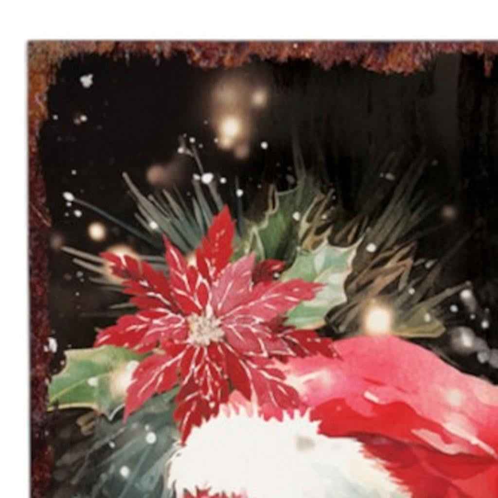 36" Black And Pink Solid Wood Christmas Flamingo Porch Sign