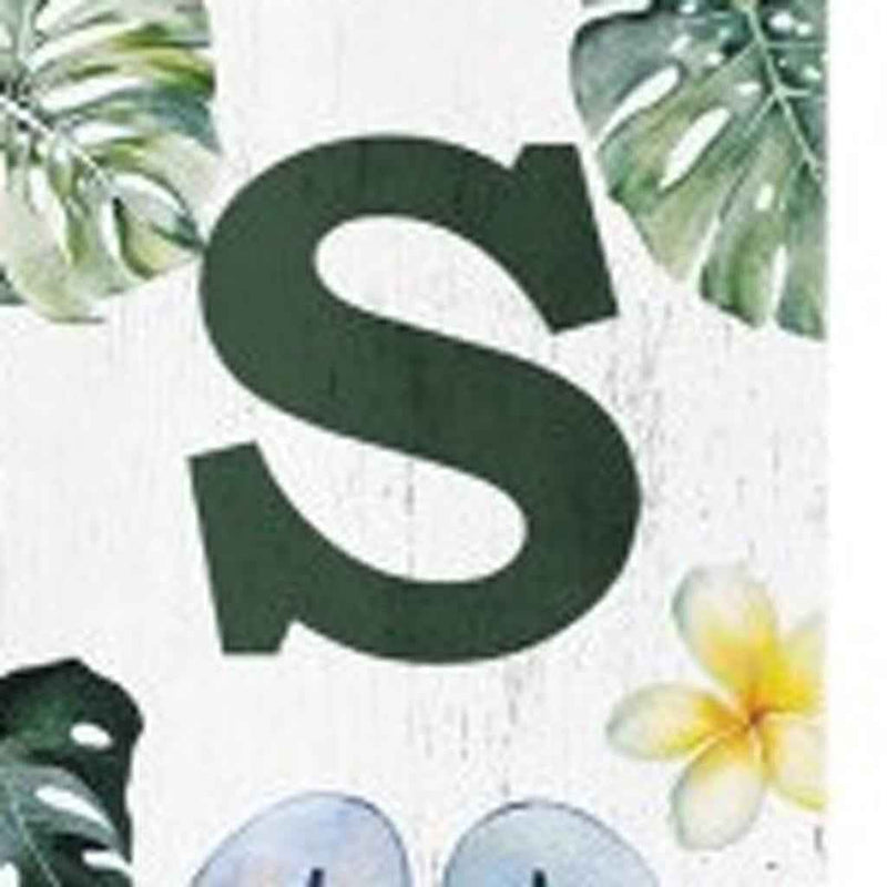 48" White And Green Solid Wood Summer Porch Sign