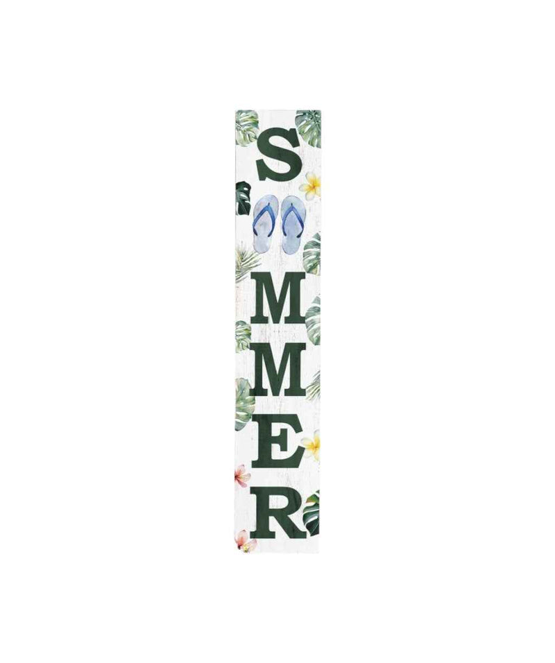 48" White And Green Solid Wood Summer Porch Sign