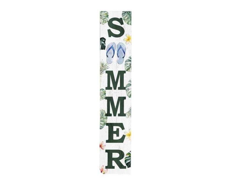 48" White And Green Solid Wood Summer Porch Sign
