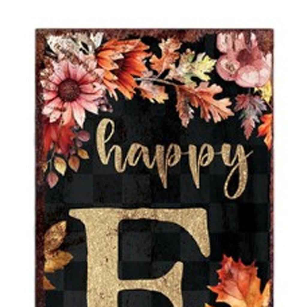 36" Black And Orange Solid Wood Happy Fall Leaves Porch Sign