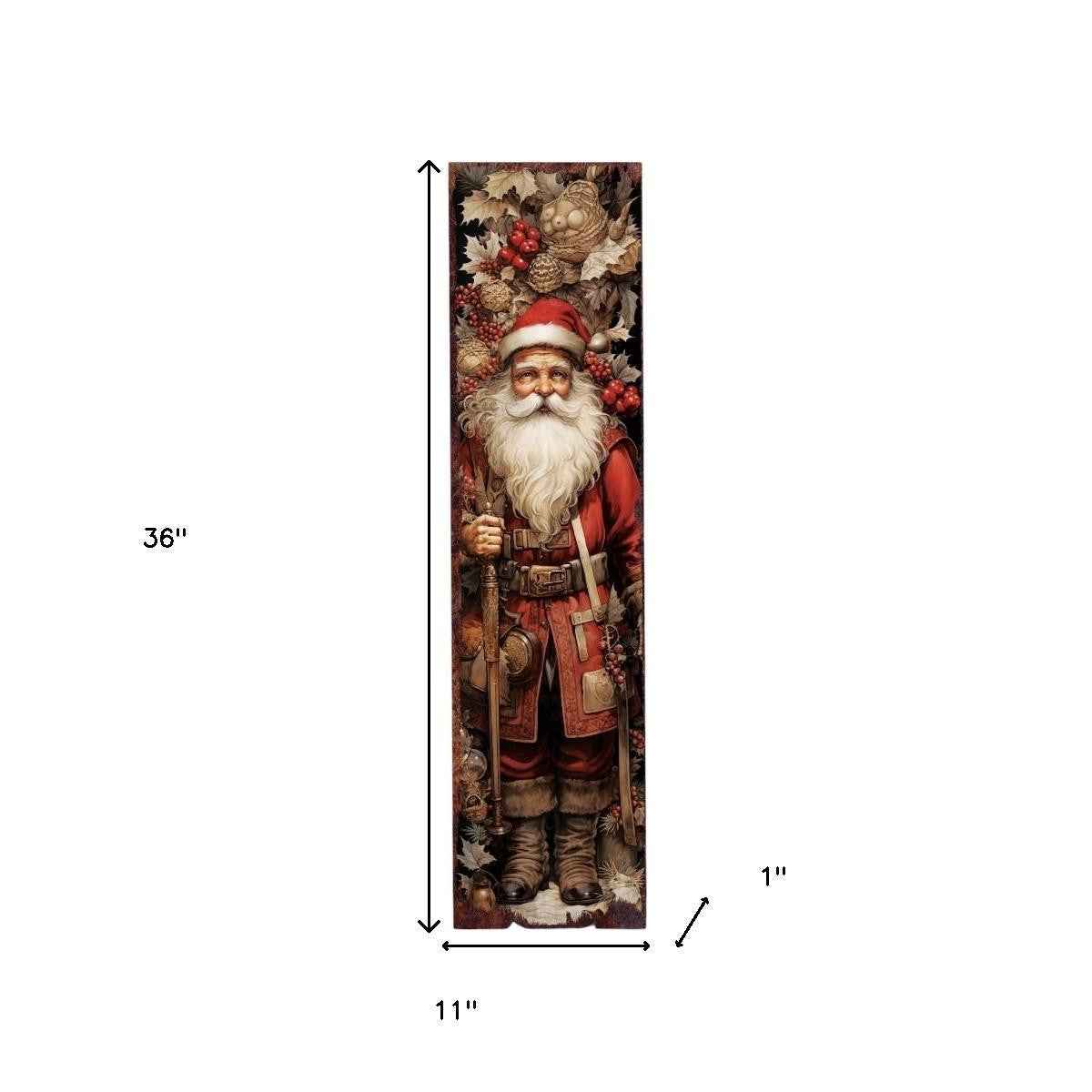 36" Black And Red Solid Wood Christmas Santa Porch Sign