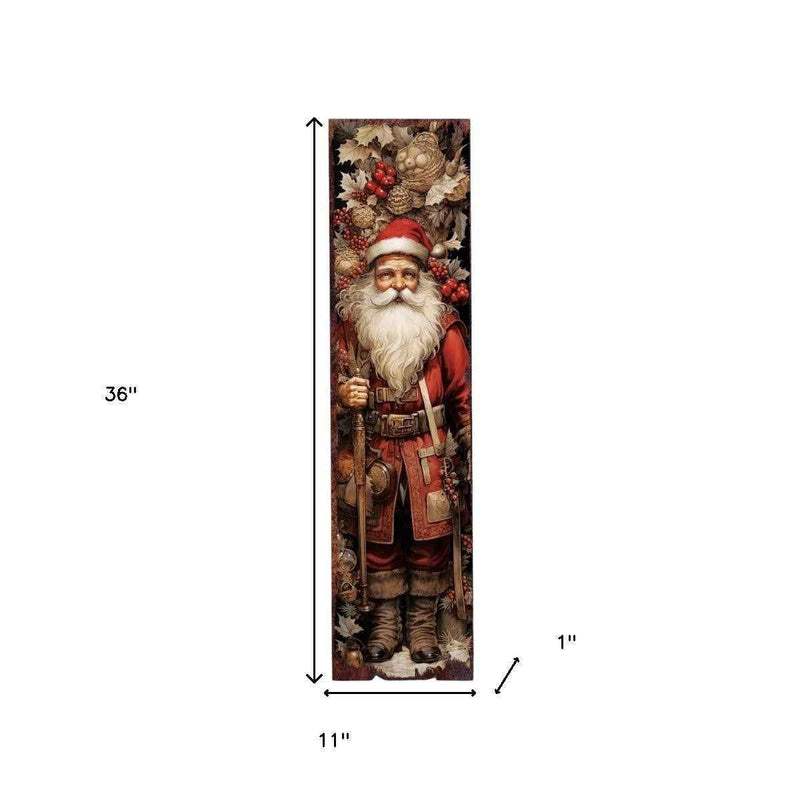 36" Black And Red Solid Wood Christmas Santa Porch Sign